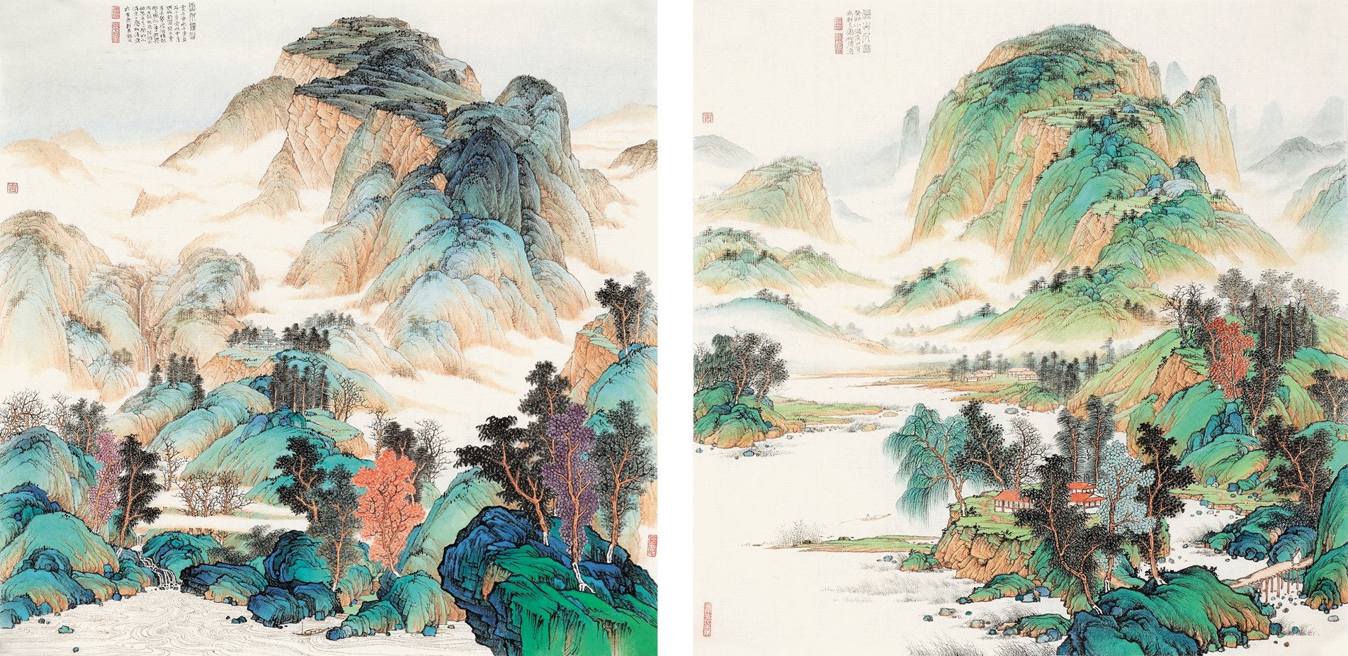 <h2>绿意江南斗方一组</h2><p>作者：廖松涛</p><p>创作年代：2023年</p><p>规格：22cm×22cm×2</p><p>品类：熟宣</p>